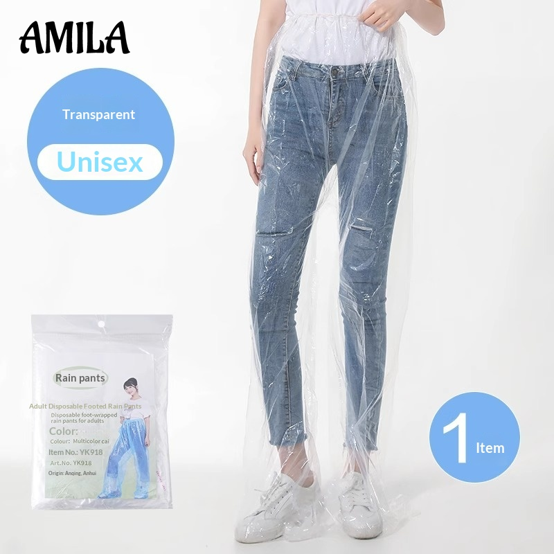 AMILA Disposable Waterproof Rain Pants with Foot Coverage for Adults, Transparent and Durable, Perfect for Outdoor Activities and Travel Giá 24,250 Đồng*Miễn phí vận chuyển