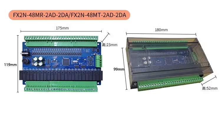 Board Mạch Lập Trình PLC KW FX2N/ KW2N-48MT 24 input 24 Output Transistor, 2AD/1DA, RS232/MD8/RS485, RTC, 24VDC, GX Works2, 2 Đầu Ra Tốc Độ Cao 100kHz - 48MT RTC - VỎ NGOÀI