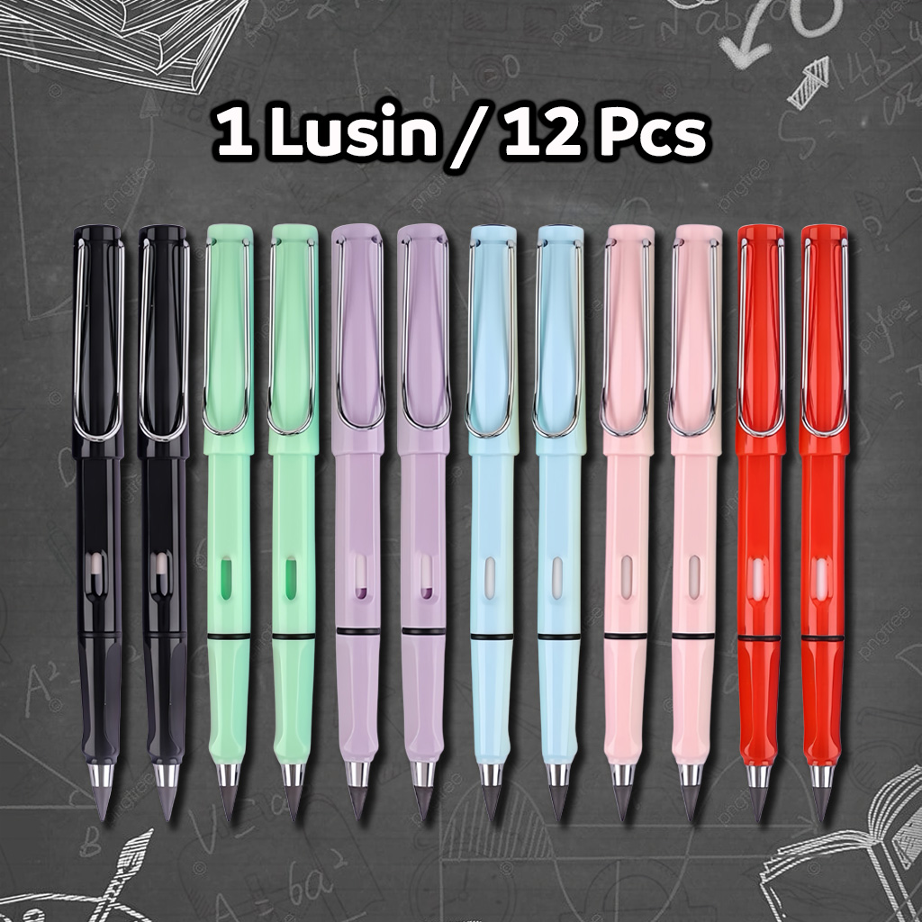 ED - 1 LUSIN 12 BIJI - PENSIL ABADI + PENGHAPUS / PENSIL ETERNAL + ERASER / PENSIL TANPA BATAS / PENSIL TIDAK BISA HABIS