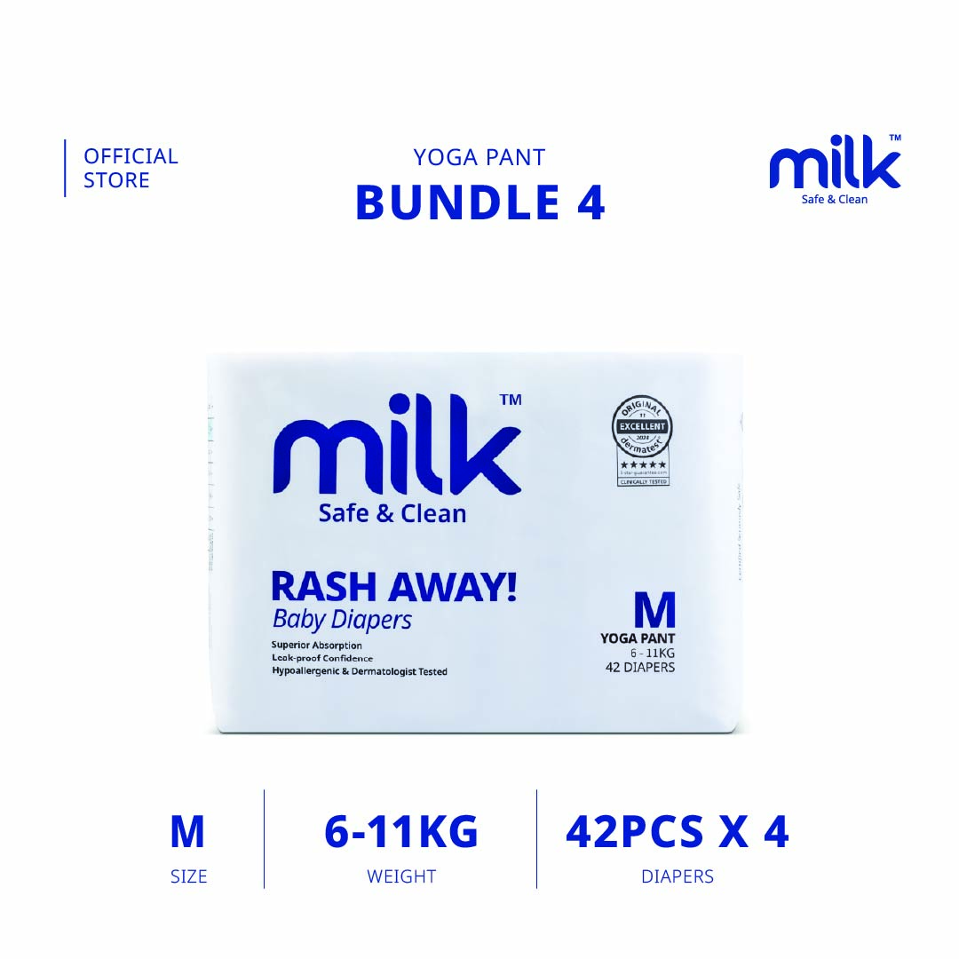 [BUNDLE] MILK Baby Diaper Yoga Pants M168 L144 XL120 XXL96 (4 packs)