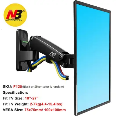 NB North Bayou F150 17-27inches Full Motion Monitor Wall Mount TV Wall Bracket with Adjustable Gas Spring LED LCD Moniter Arm