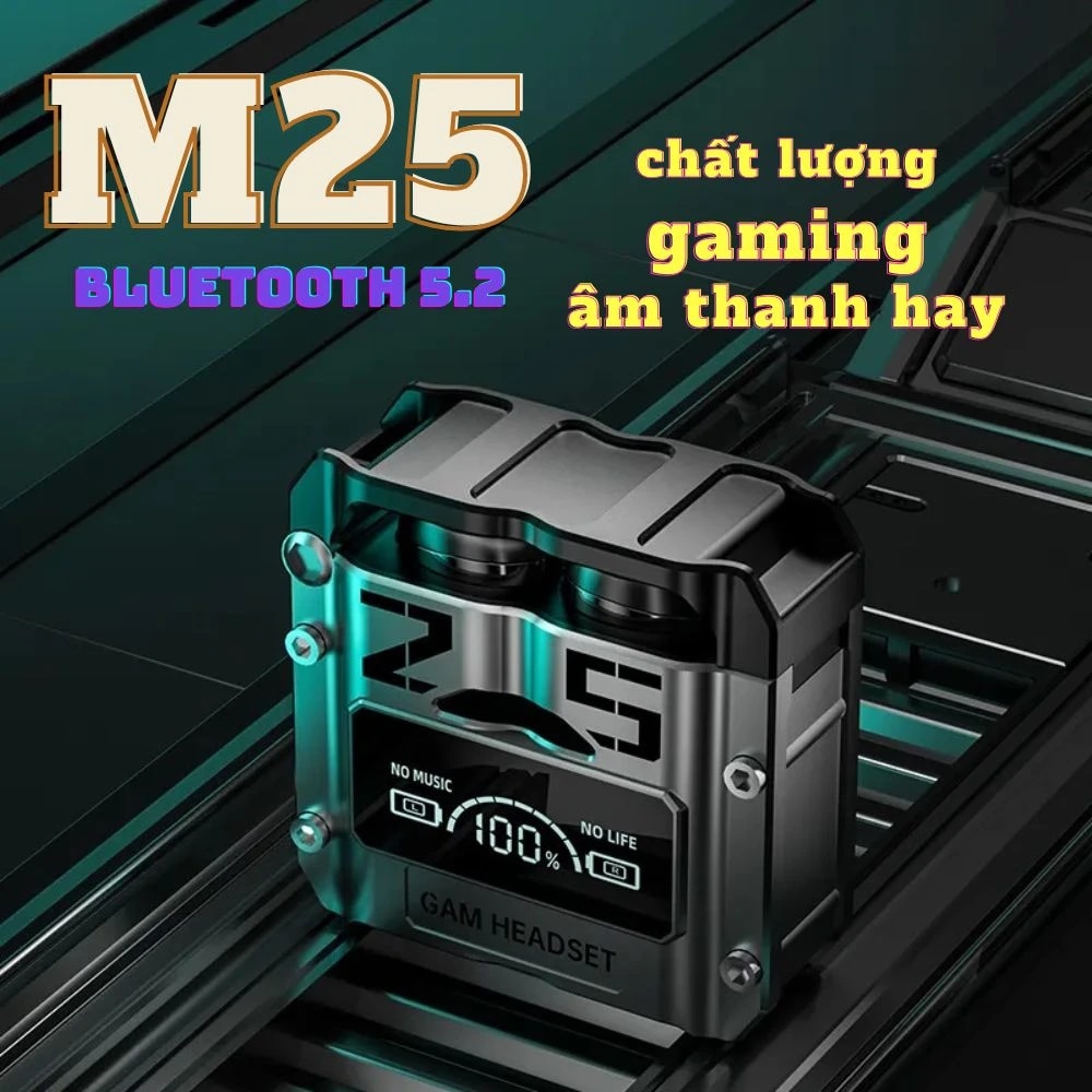 M25 TWS Wireless Bluetooth-compatible 5.2 Headset Digital Reduction Earphone Noise Display Gaming Binaural for xiaomi iphone ราคา 143 บาท*ส่งฟรี