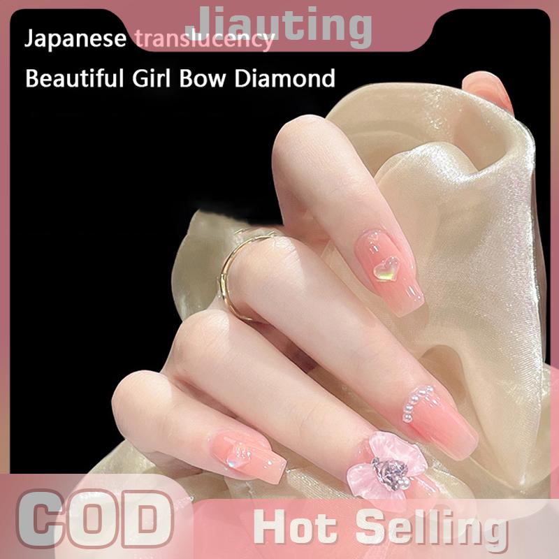 Jiauting 5PCS 3D resin Bow với Long LANH TIM Thạch Ngọc Trai móng tay nghệ thuật đồ trang sức deocrations phụ nữ Nail Salon sang trọng làm móng tay quyến rũ