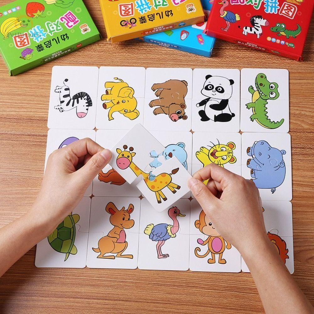PETPARADIS 32 cái Trẻ em Đồ chơi học tập Đồ chơi nhận thức Huấn luyện nhận thức hình dạng Trò chơi phù hợp Thẻ Câu đố Đồ chơi xếp hình Thẻ Giáo Dục Sớm Thẻ trận đấu trò chơi