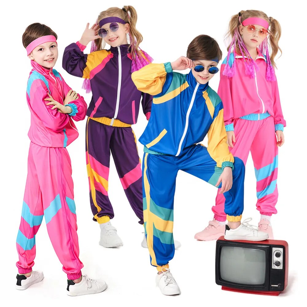 Umorden 80S Rapper Hip Hop Costume For Child Kids Workout Sports Suit Tracksuit Jacket Outfit Windbreaker
