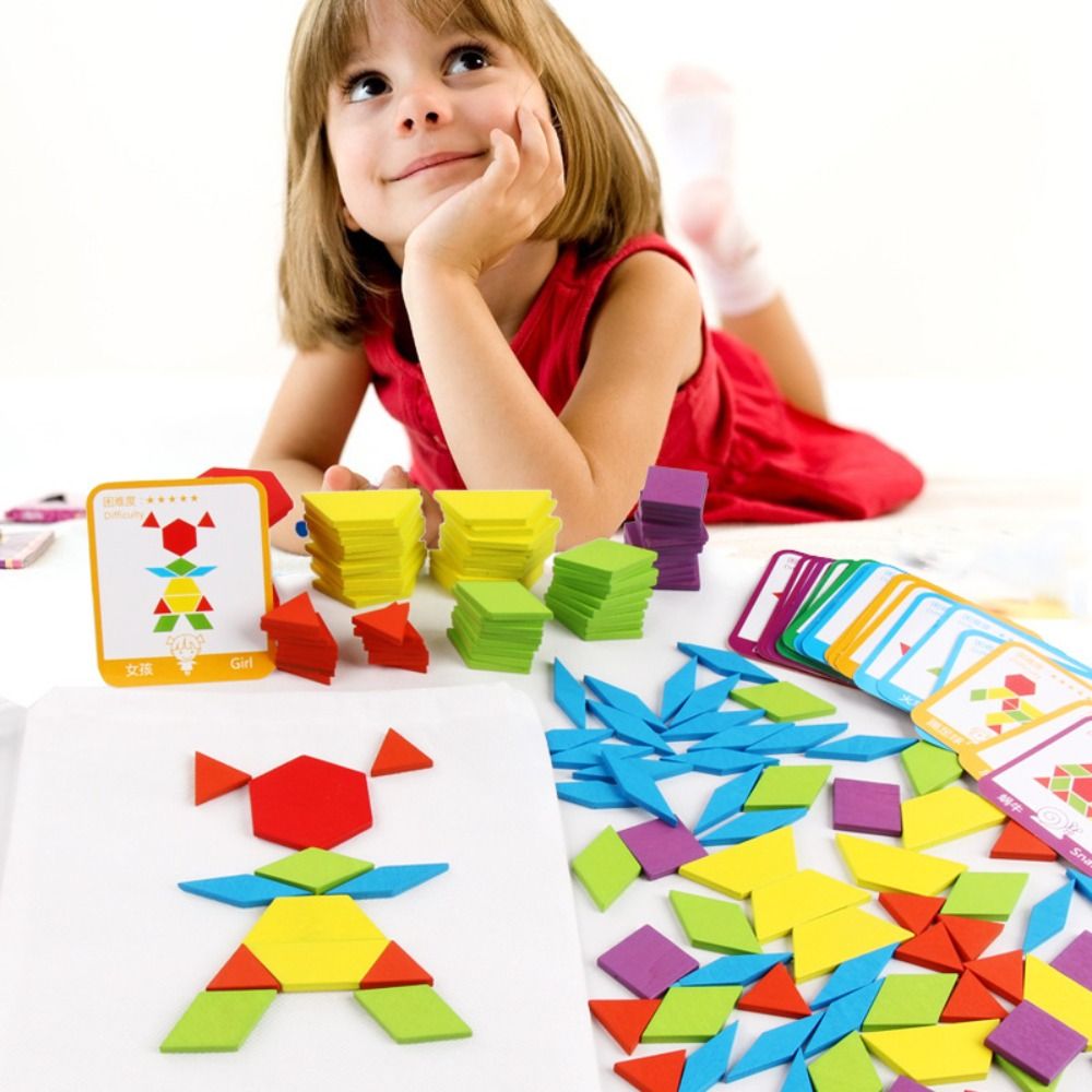 RPLEHEA 155pcs Đầy màu sắc Bảng xếp hình lắp ráp bằng gỗ Có túi đựng Mini Khối xếp hình bằng gỗ mini Sáng Tạo Đồ chơi giáo dục Trẻ em