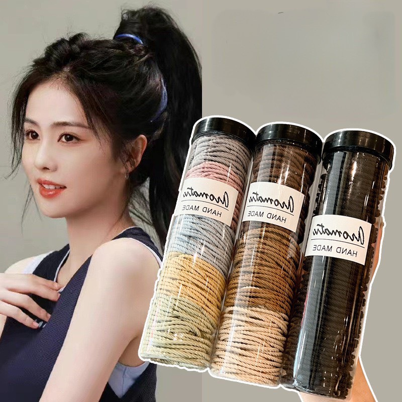 Hôp 100 thun buộc tóc, cột tóc - hộp thun cột tóc dễ thương siêu tiết kiệm