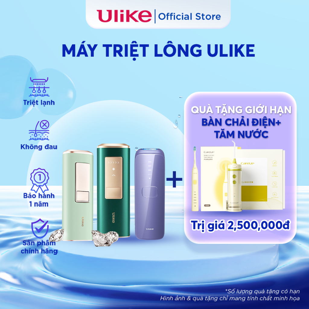 2025 | Chính hãng |   Máy triệt lông chính hãng Hàn Quốc Ulike công nghệ làm lạnh không đau mặt đá S