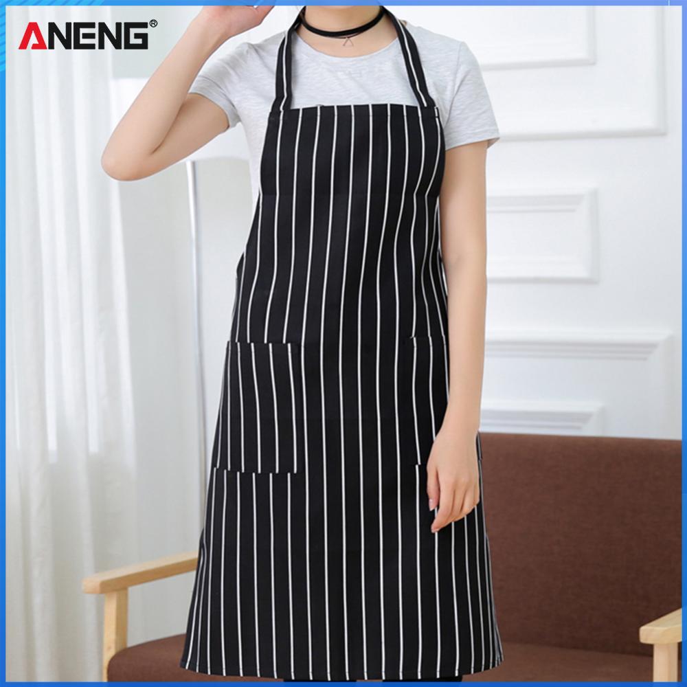 【Aneng】 Tạp dề yếm không thấm nước hạng nặng cho người lớn với hoa văn sọc có thể điều chỉnh để nấu ăn và chế tạo