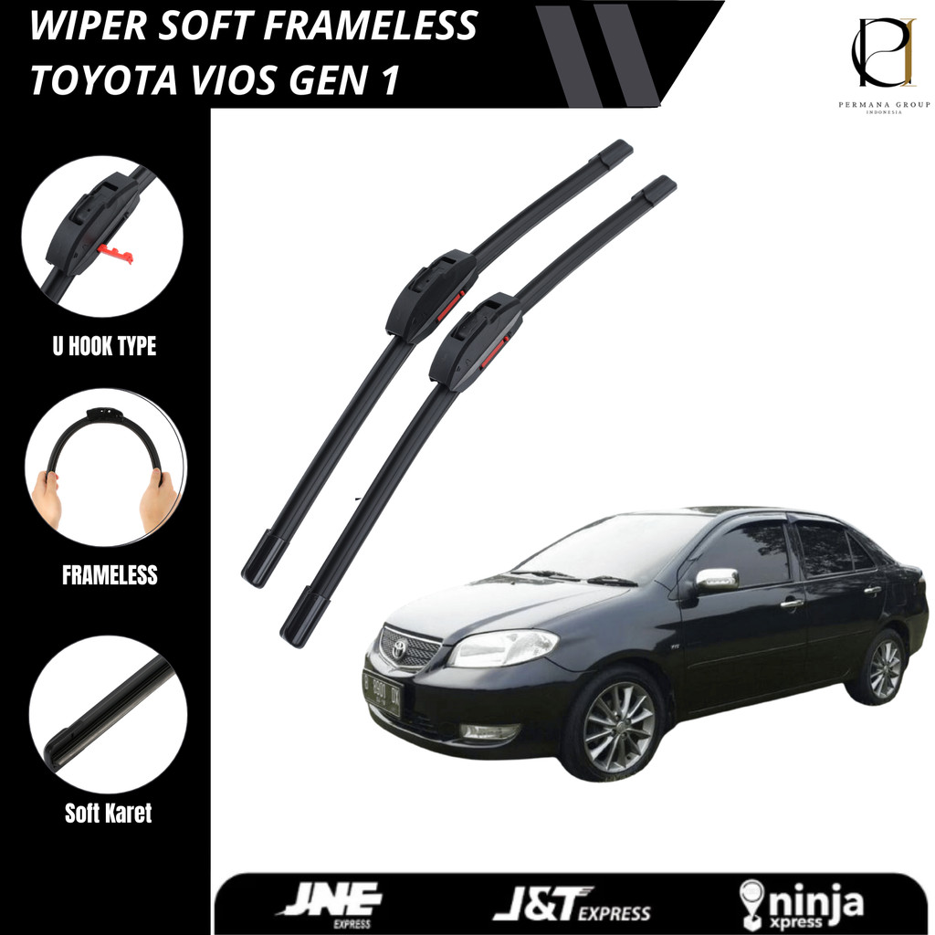 1 Pasang / 1 Set Wiper Mobil Frameless Toyota Vios 2003 - 2006 / Vios Gen 1 - Permana Group Indonesia Harga 55,000 rupiah*Gratis Ongkir
