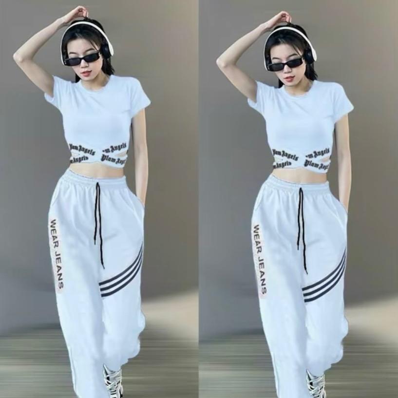 Bộ thể thao nữ quần chất gió, áo chất thun tập zumba, gym, yoga, aerobic đều xinh