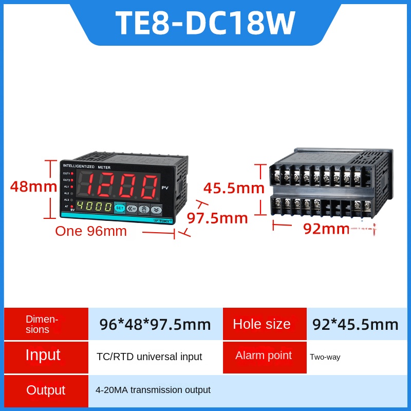Bộ Điều Khiển Nhiệt Độ TE8-RC10W Màu Trắng | Tùy Chọn Khác TE4/6/7/8/9-RB10W/SB10W/RC10W/DC18W/RC18W - TOKY | Phạm Vi Nhiệt Độ Tùy Chỉnh | Độ Ổn Định Cao