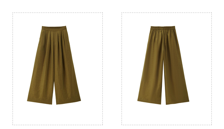 Giordano Women Slub texture half elastic waist pants Free Shipping 18415904