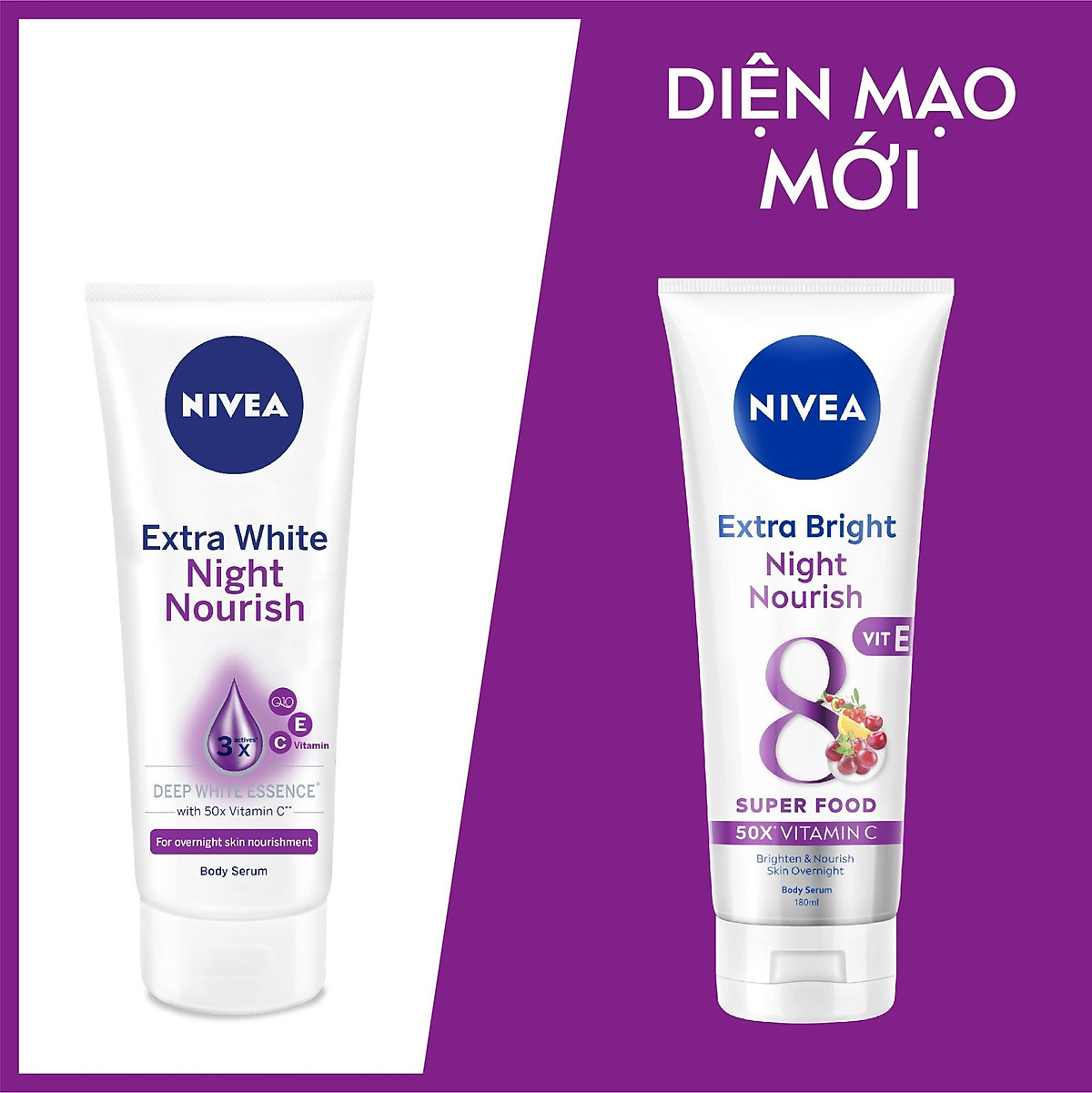 Serum dưỡng thể nivea extra white ngày và đêm 180ml phục hồi chống nắng dưỡng ẩm trắng da