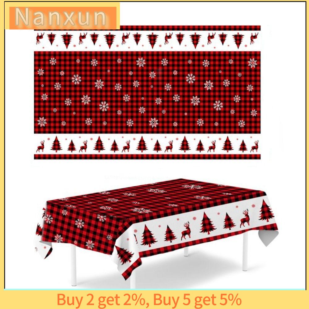 NWSJ Nhựa Khăn trải bàn Giáng sinh Dùng một lần Nai ông già Noel Khăn trải bàn  Kích thước lớn Khăn trải bàn tiệc