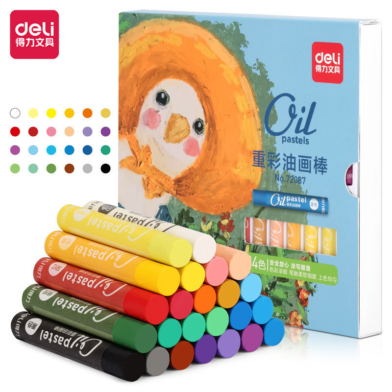 Deli 12/24/48Colors Heavy Color Oil Pastels Painting Supplies 72086