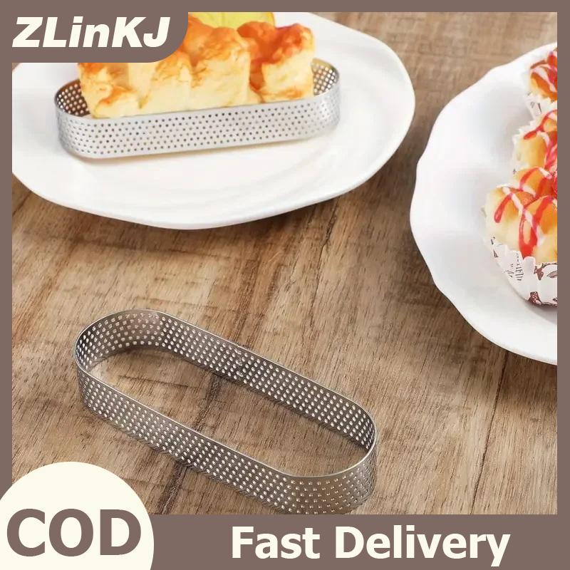 ZLinKJ 6PCS hình bầu dục đục lỗ Tart Nhẫn-thép không gỉ Tart Vòng khuôn mẫu cho bánh ngọt chuyên nghiệp khuôn bánh tart Nhẫn nướng khuôn Giá 103,585 Đồng*Miễn phí vận chuyển