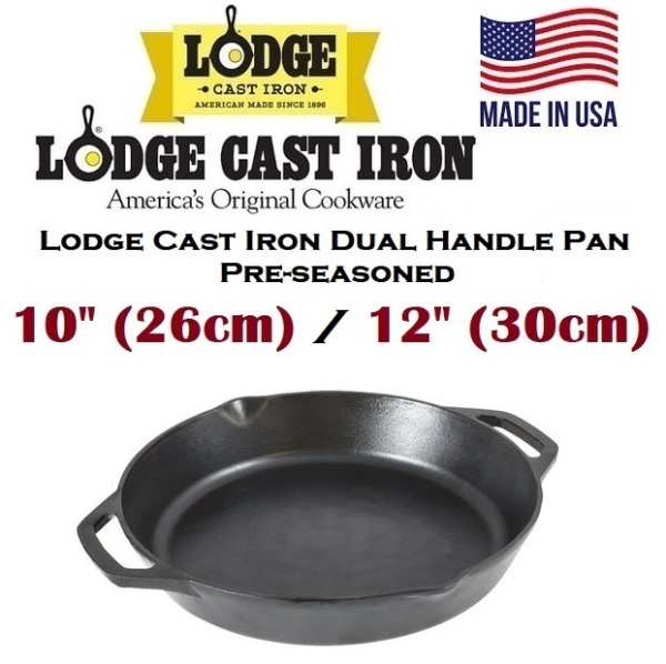 Lodge 10.25 Inch / 12 Inch Cast Iron Pan Dual Handle Pan Singapore