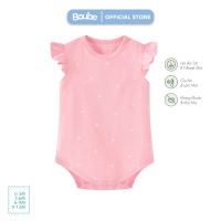 Bodychip bộ liền tam giác tay bèo hồng trái tim cho bé sơ sinh bé gái Boube vải cotton organic