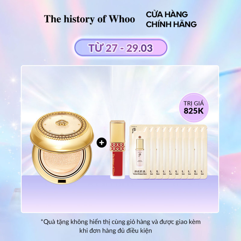 [Tặng Thêm Lõi 15g] Phấn nước ngừa lão hóa The history of Whoo Gongjinhyang Mi Luxury Golden Cushion Glow SPF50+/PA+++ 15g nhập khẩu