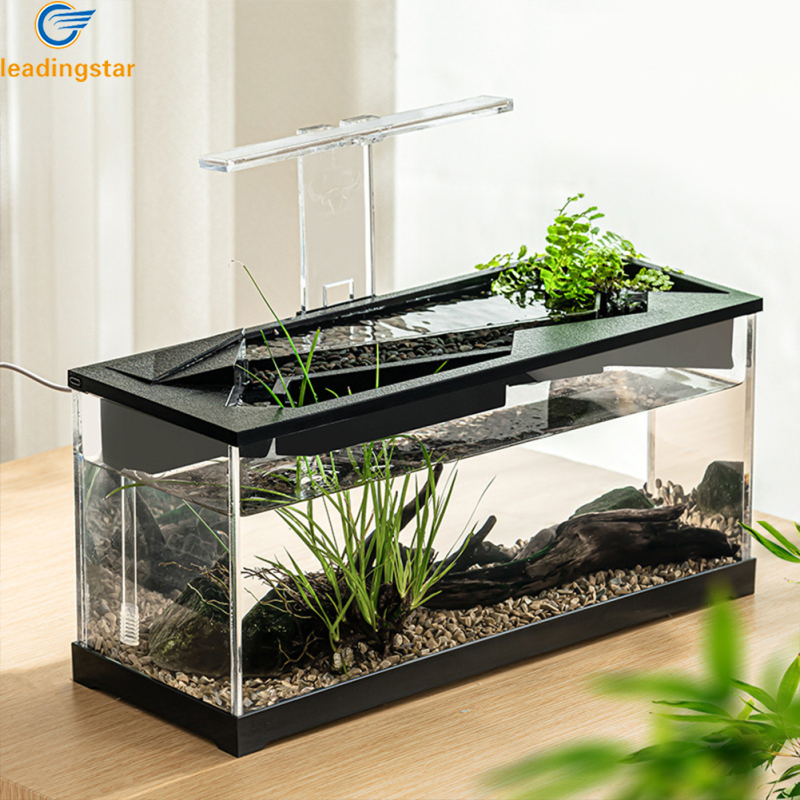 Betta Fish Tank Aquarium Fish Tank Kit With Transparent Cover LED Light Ecological Cycle System Heating Desktop Aquarium ราคา 1,028 บาท*ส่งฟรี