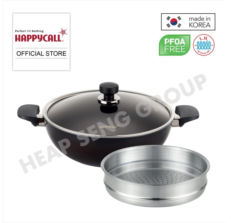 Happycall 32cm IH Diamond Joy Chef Wok + Steamer With Lid - 3900-0360 Singapore