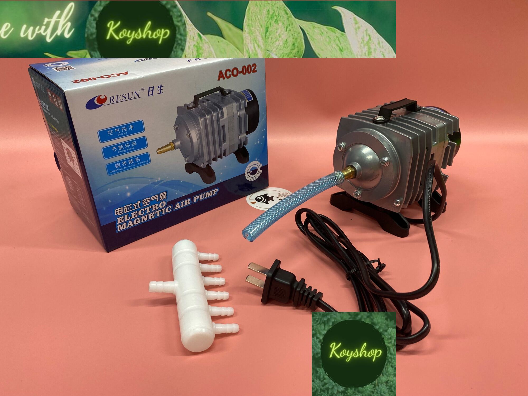 Máy sục sủi thổi khí oxy hồ cá cảnh resun aco-002 - máy oxy bể cá 25w