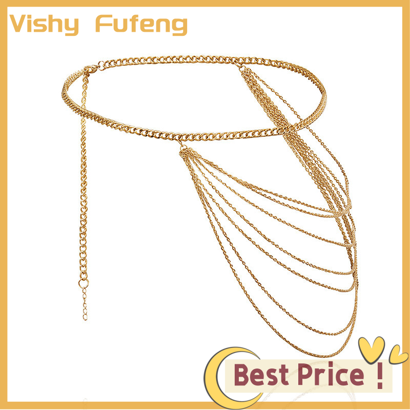 Vishy Multi Layer Waist Chain Belt for Women Hiphop Dress Jeans Belts Belly Chain Dress Body Belt Fashion Jewelry