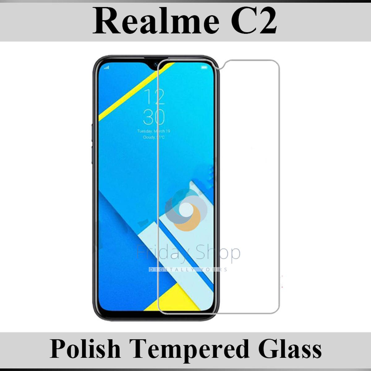 Realme C2 Tempered Glass Screen Protector - Clear Front Glass price in Pakistan