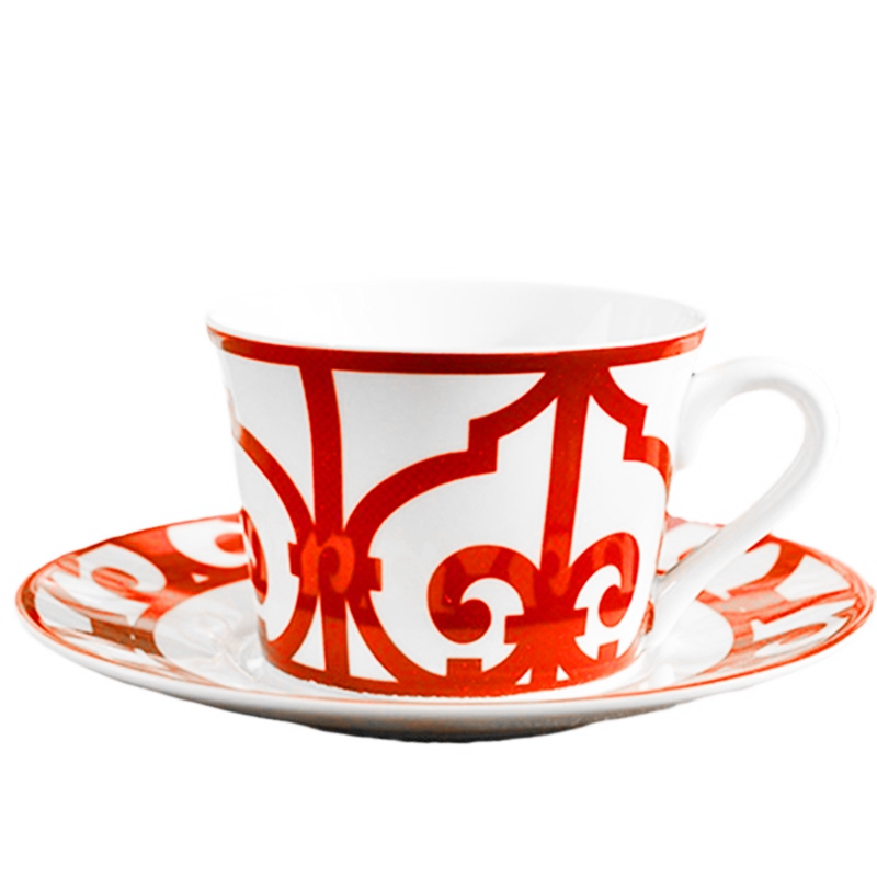 [Waanon]Coffee Cup and Plate Set Court Bone China Coffee Cup and Plate Luxury Afternoon Tea Cup Coffee Cups and Saucers Couple Home
