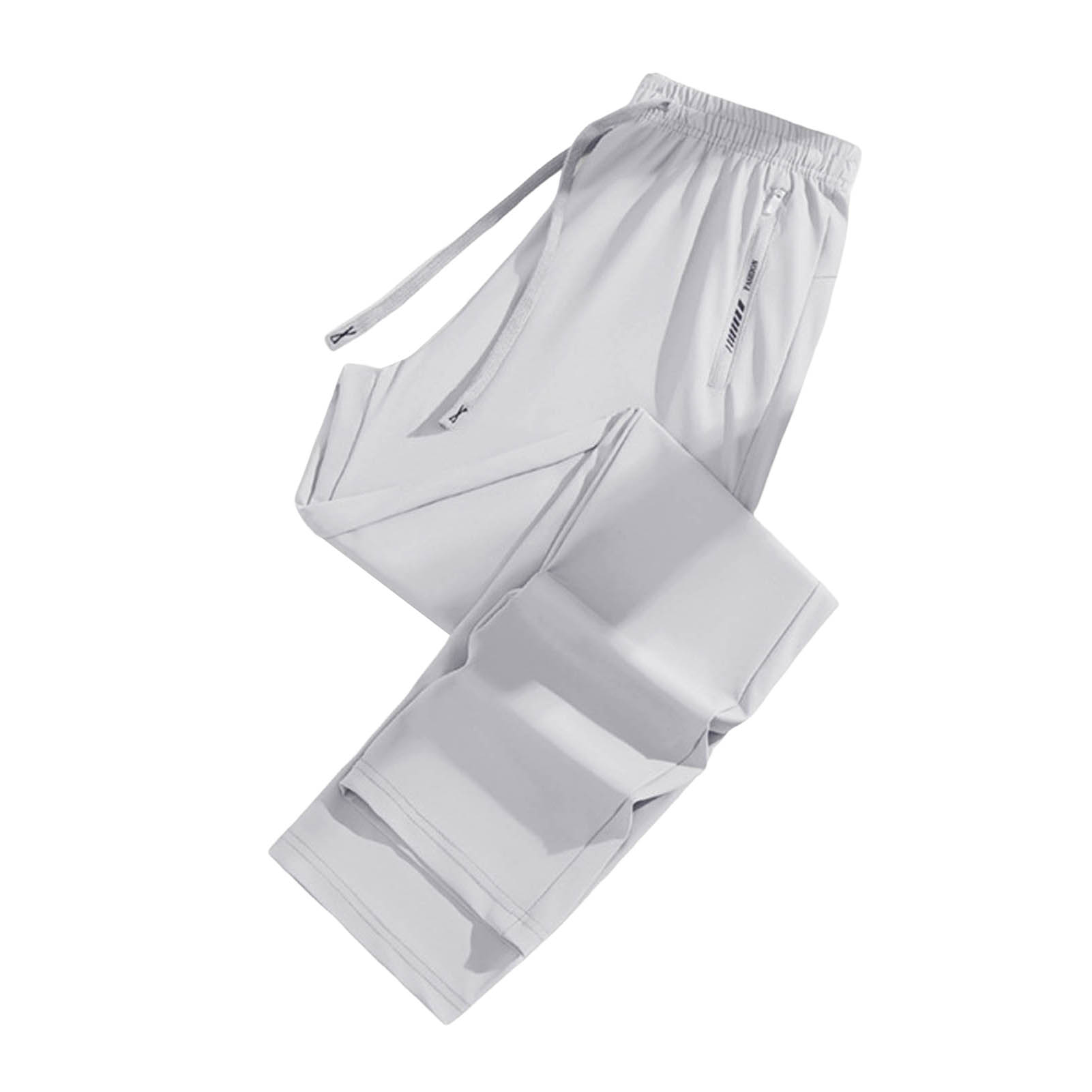 UHH Elastic Waistband Pants Unisex Summer Ice Silk Pants Lightweight Quick-dry Loose Fit Straight Leg Cooling Trousers with Drawstring Elastic Waist Breathable Sweatpants for Daily Wear Sports - 2