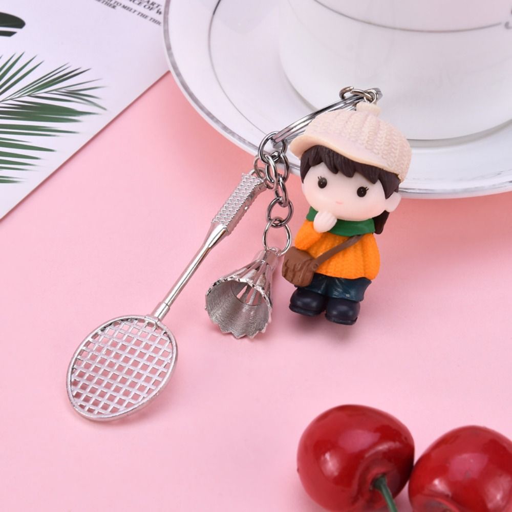 THANKSKY Cầu Lông Móc khóa cầu lông cho bé trai PVC Phong cách thể thao dây chuyền cho bé trai Vợt c