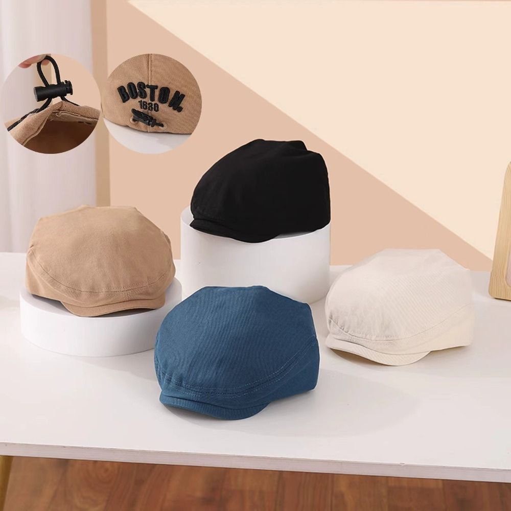 WOS5E Thêu chữ Mũ beret Dây rút có thể điều chỉnh Denim hoài cổ Mũ Lưỡi Trai Màu trơn Mũ lưỡi vịt Dành cho trẻ em