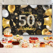 Black Gold 50th/60th Birthday Backdrop Banner for Photography