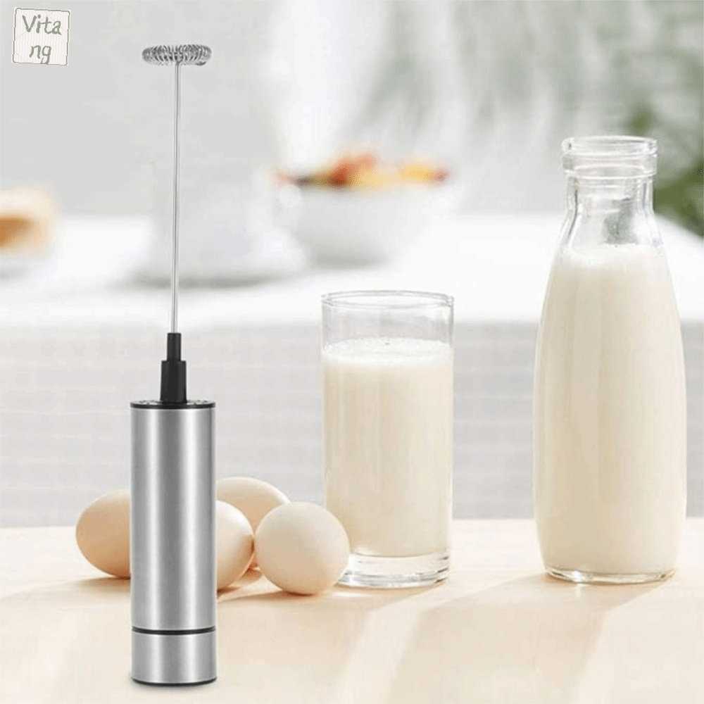 VITANG Chạy bằng pin Máy đánh sữa điện với 3 đầu đánh trứng bằng thép không gỉ Tiết kiệm sức lao động Máy tạo bọt cà phê Di động Cầm tay Máy đánh trứng điện Kem