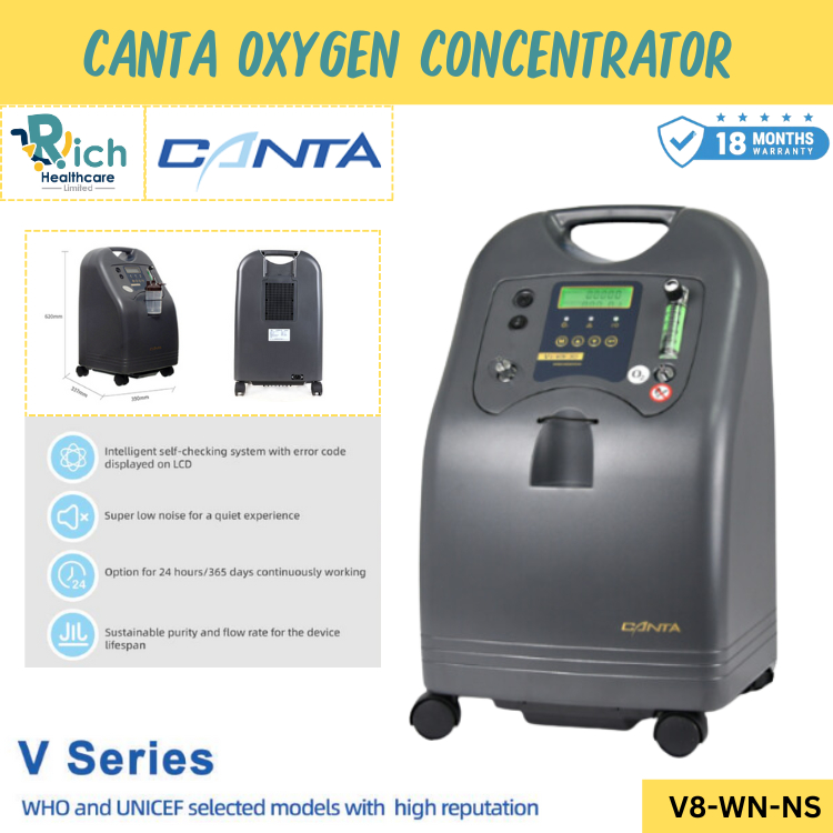 Canta Oxygen Concentrator เครื่องผลิตออกซิเจนรุ่น [8 ลิตร] รุ่น V8-WN-NS [รับประกันตัวเครื่อง 18 เดือน] ราคา 24,900 บาท*ส่งฟรี