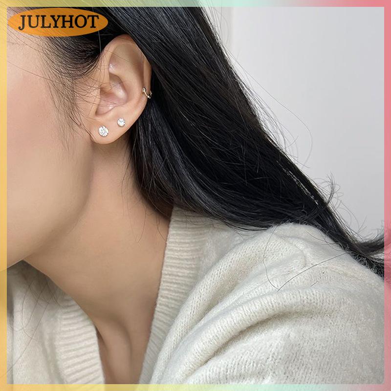JULYHOT 1 cặp 3/4/5mm tinh thể Zircon tai đinh tán Bông tai cho phụ nữ thép không gỉ sụn Helix Tai xương móng tay Xuyên Tai đồ trang sức GIF
