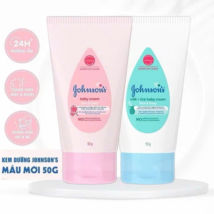 Kem Dưỡng Da chiết xuất Sữa Gạo Johnson’s Baby Cream 50gram cho bé Bebi123