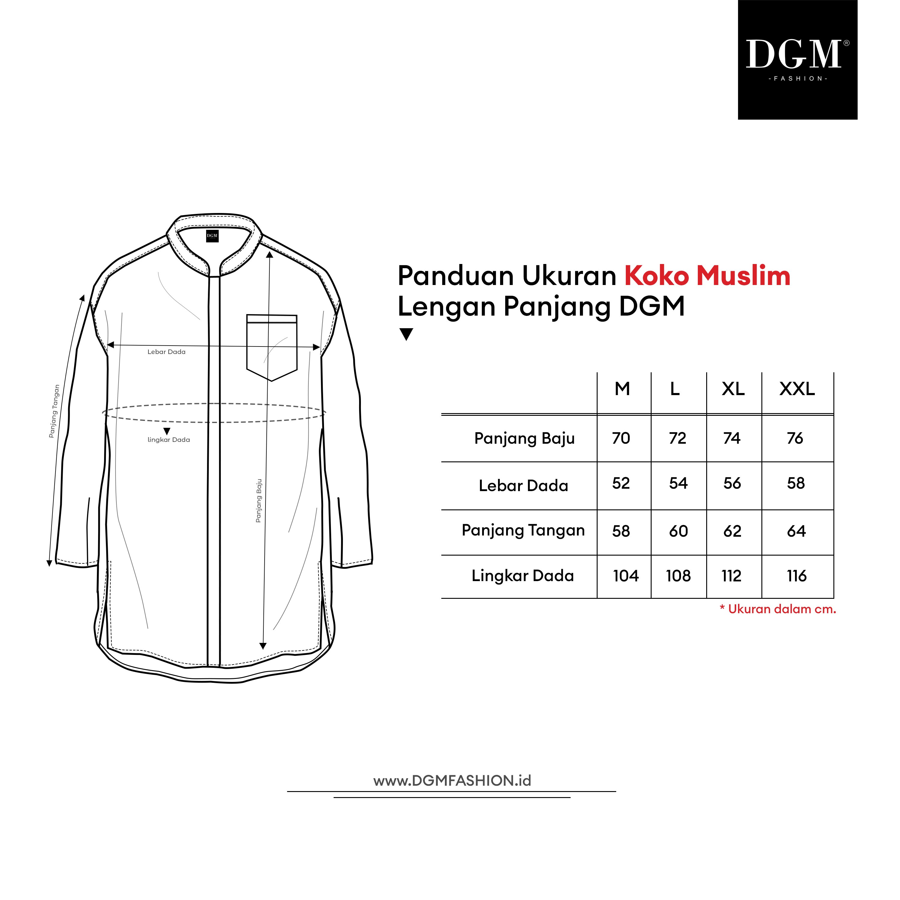 DGM Kemeja Pria Flanel Kerah Sanghai Koko Lengan Panjang Premium