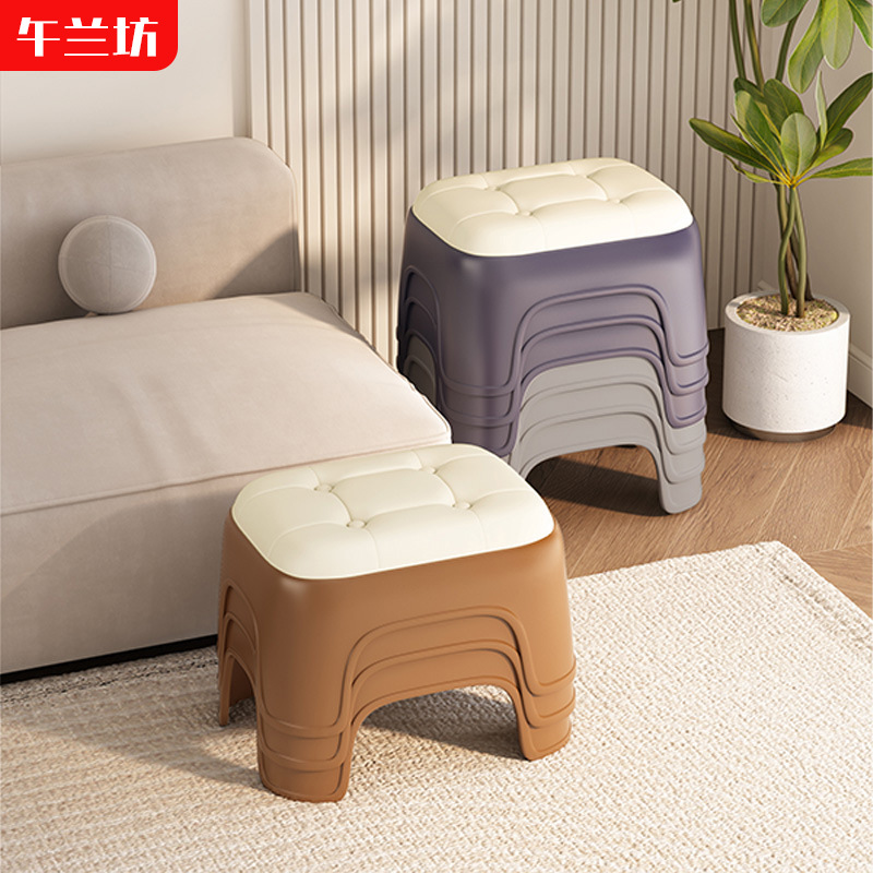 Ổn định ghế nhựa nhỏ hình vuông cho phòng khách, ghế tắm dày, ghế thấp, ghế nhựa xếp chồng cho trường mầm non