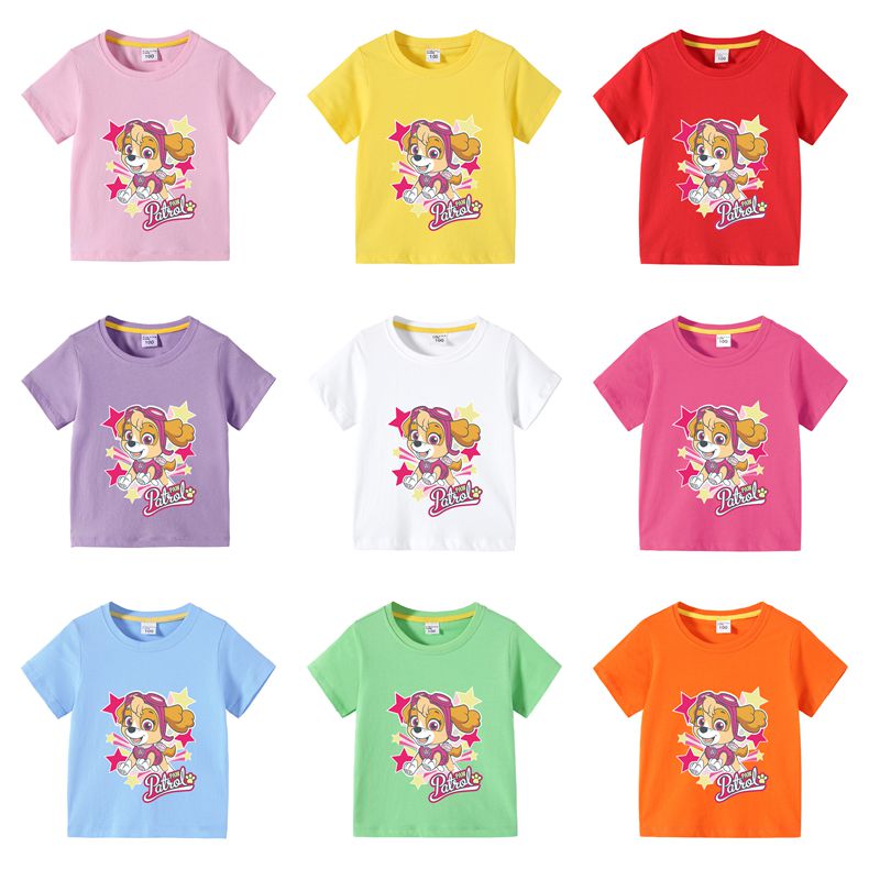 AISAMEFE Paw Patrol 2024 cartoon printed T-shirt children's cotton T-shirt girls casual wear 3-8Y ราคา 158 บาท*ส่งฟรี
