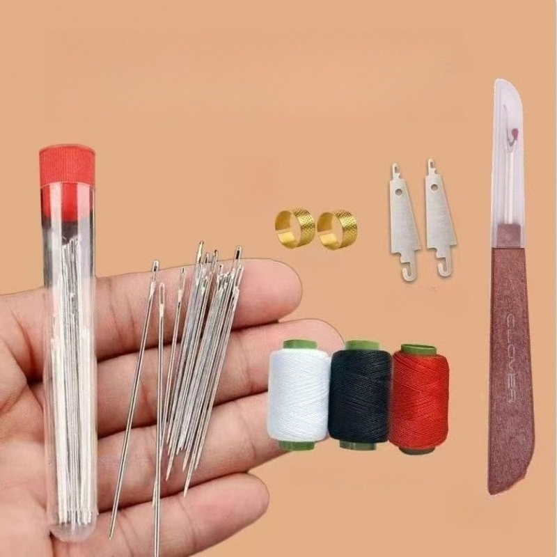 Set Alat Jahit 34 Buah / Jarum Besar + Benang Alat / Praktis Jahit Jarum Baja Mata Besar / Jarum Baja Dan Satu Set Alat Lengkap / Jarum Jahit Tangan Baja Lubang Besar
