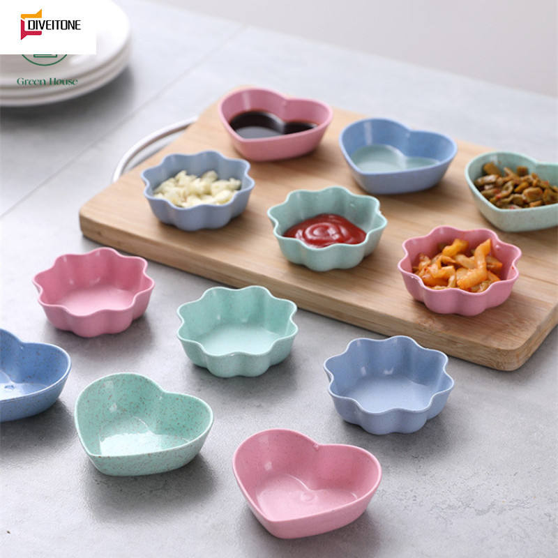 DIVEITONE ถ้วยน้ำจิ้มพลาสติก ถ้วยน้ำจิ้ม รูปหัวใจ ขนาดเล็ก ทำจากฟางข้าวสาลี ถ้วยน้ำจิ้มรูปหัวใจ ถ้วยรูปทรงหัวใจ ราคา 3 บาท*ส่งฟรี