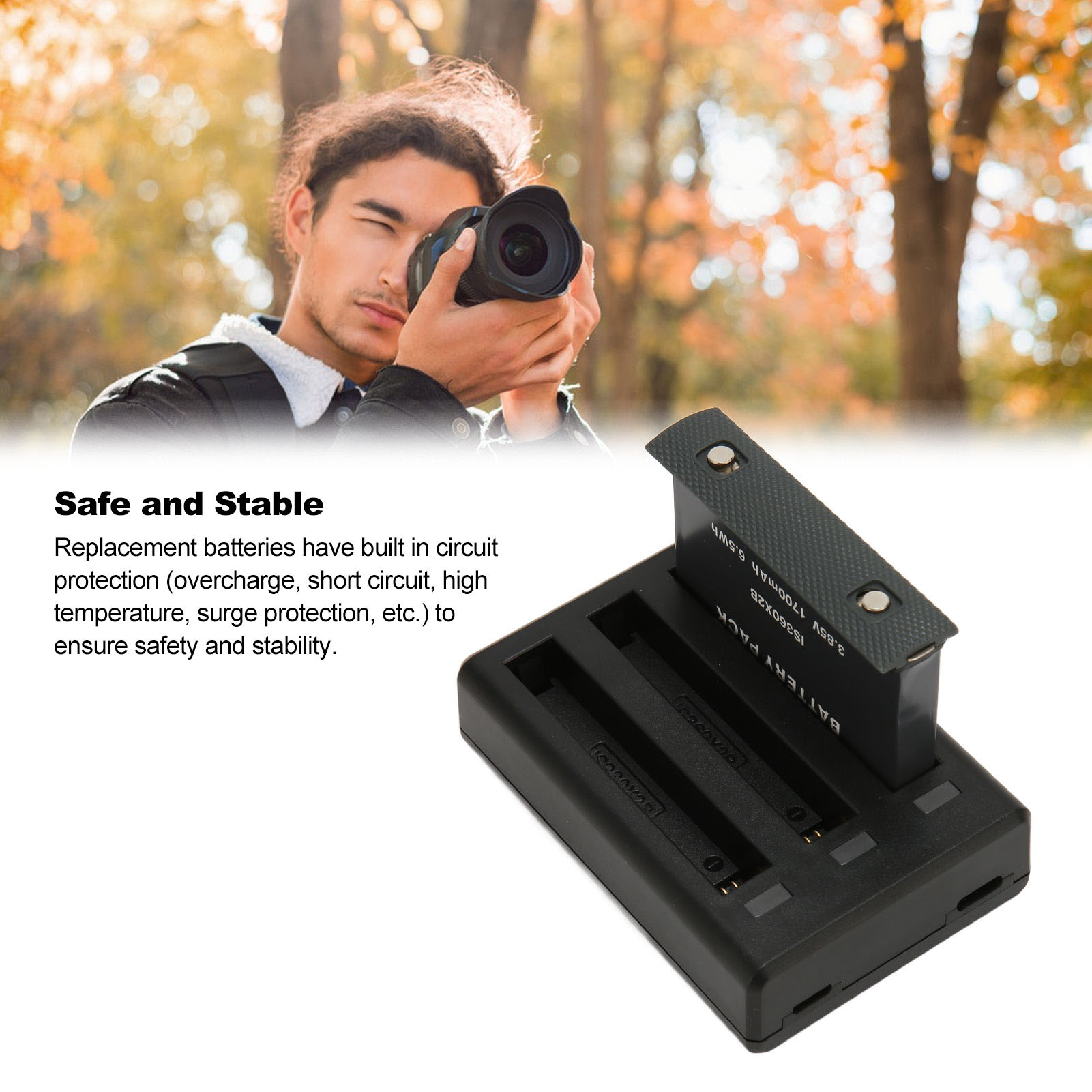Sạc pin máy ảnh Hub Pin máy ảnh 3 cái pin 3 kênh với Loại C Cáp cho một X2 máy ảnh