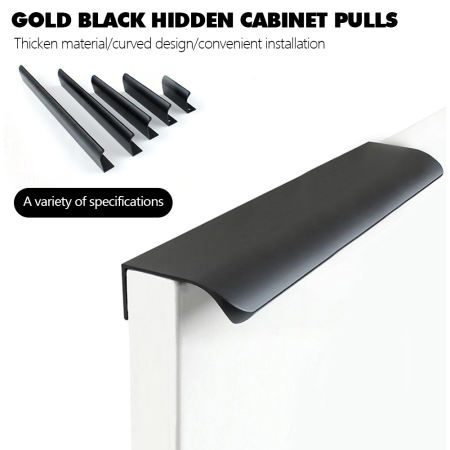 Hittime Gold Black Hidden Cabinet Pulls - Kitchen Hardware