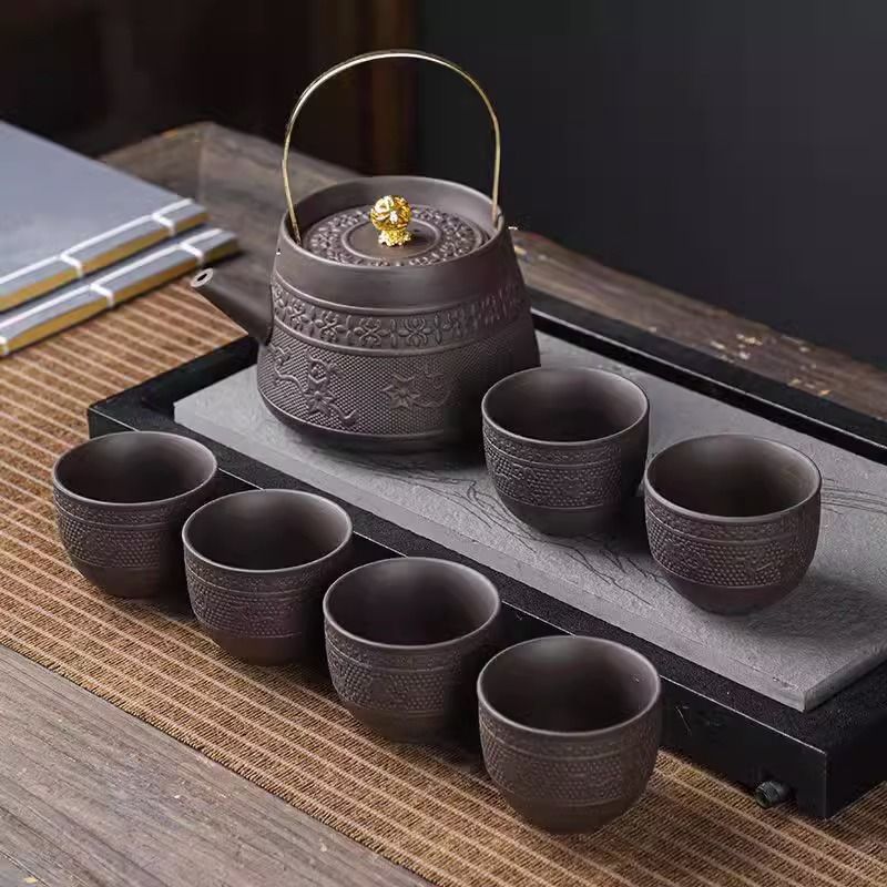 Bộ Trà Tử Sa Bộ Pha Trà Kiểu Trung Quốc Cốc Trà Kungfu Gia Dụng Nhẹ Nhàng Sang Trọng Bát Nắp Cao Cấp Dụng Cụ Pha Trà Văn Phòng Ấm Trà