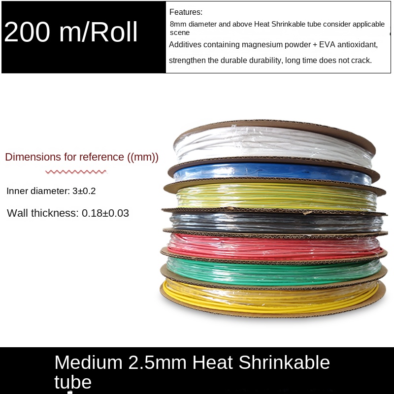 1 Mét Ống Co Nhiệt Màu Vàng - Phi 2.5Mm Tùy Chọn (200 M/Cuộn) | Ống Cách Điện Co Nhiệt Thấp Áp | Băng Co Nhiệt tùy chọn : Đen, Đỏ, Vàng, Xanh Lá, Xanh Lam