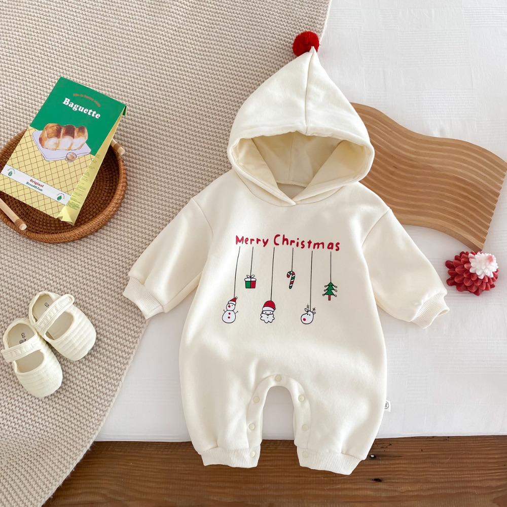 BEPANG In chữ cái Bộ đồ liền thân Giáng sinh Đồ nhồi bông Có mũ Bộ đồ liền thân có mũ Bé trai Bé gái Quần áo sơ sinh Mùa thu đông - 2