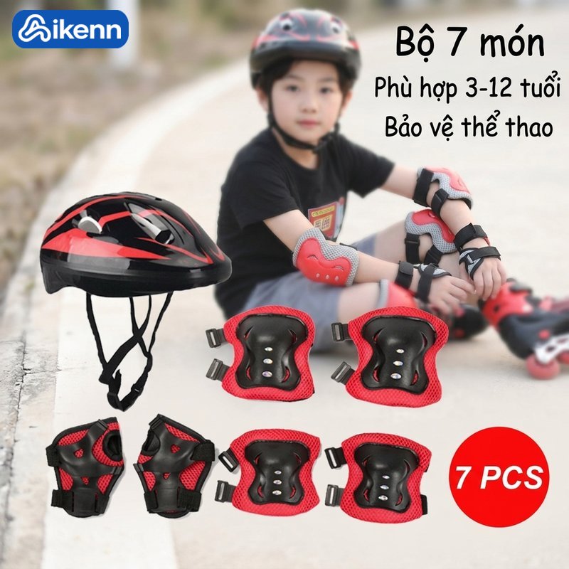 Aikenn mũ bảo hiểm xe đạp trẻ em mũ bảo hiểm patin skate helmet nhẹ thoáng khí đệm êm dây đeo điều chỉnh thể thao ngoài trời