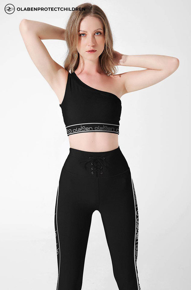 Olaben áo tập yoga gym lệch vai asymm off shoulder bra venetian red